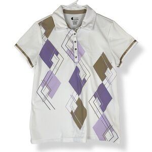 IZOD XFG Cool FX Polo Shirt Womens Large L White 1/4 Button Golf Activewear